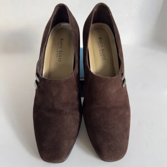 Karen Scott Brown Suede Heels Riley 7.5 - Picture 3 of 5